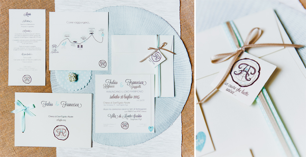 Coordinato matrimoniale color tiffany in stile country chic di Y