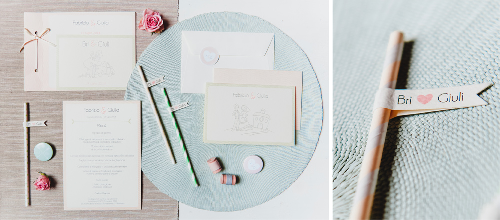 Coordinato matrimoniale in rosa pesca e verde menta di Youco wed