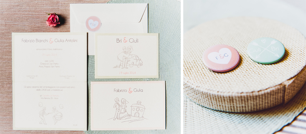 Partecipazioni matrimoniale in rosa pesca e verde menta di Youco
